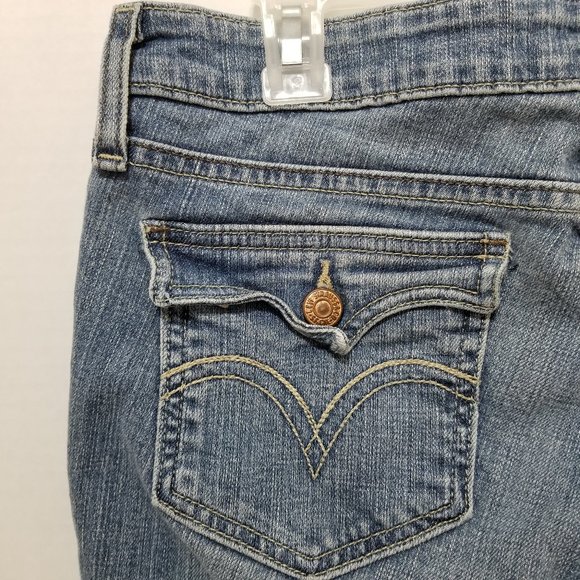 Levi's jeans 9 Too Superlow 524 bootcut flare denim whiskered lightly distressed - Picture 10 of 16